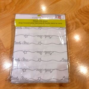 Cuddle Me 100% Cotton White Fitted Crib Sheet Gray Text Fitted Crib Sheet